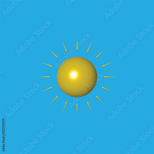 Bright Yellow Sun Icon Against a Sky Blue Background