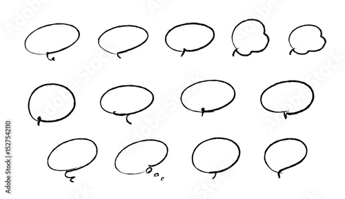ラフな手描きのフキダシ　セット	