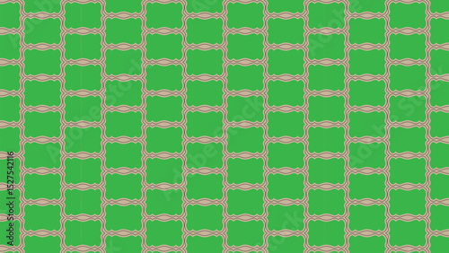 Seamless pattern of decorative green rectangles with beige borders.