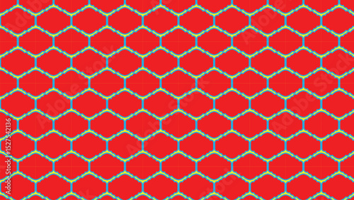 Abstract Geometric Pattern of Honeycomb Design on Red Background