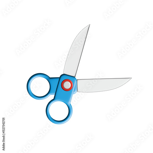 Blue child's scissors, isolated on white background, perfect for educational resources.