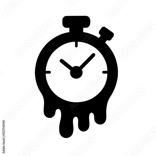 Melting stopwatch symbolizing limited-time offer – solid black icon