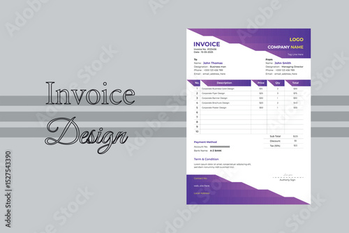Corporate vector invoice design template
