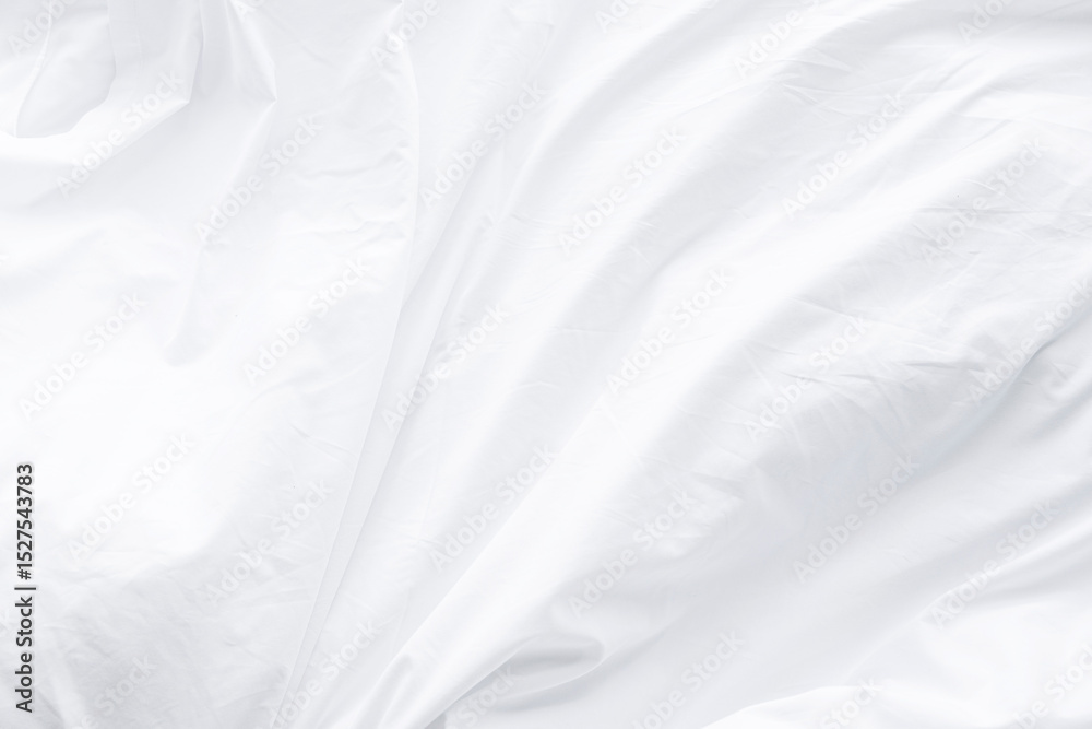 Obraz premium White bedsheet bedding crisp clean soft white bedsheet smooth texture creates a minimal airy background perfect textile detail fresh hygienic cozy domestic feel gentle plush comfort cotton fabric.