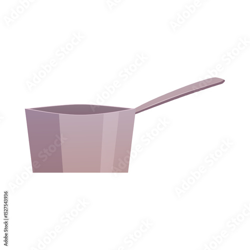 Small saucepan with handle flat vector icon, empty steel stewpan, metal ladle cooking utensil, kitchenware and cookware