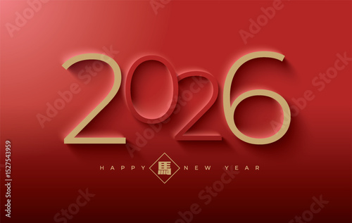Chinese New Year 2026 modern art calligraphy design template for greeting card, poster, banner. Chinese zodiac Horse symbol. Chinese word mean Happy New Year and symbol of the Year of the Horse