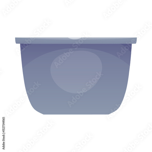 Metal pan icon, vector cartoon stainless soup pot, cooking utensil, kitchenware and cookware, food preparation