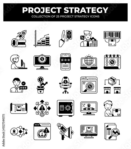 Project Strategy Icons: 25 Essential Icons for Business Planning