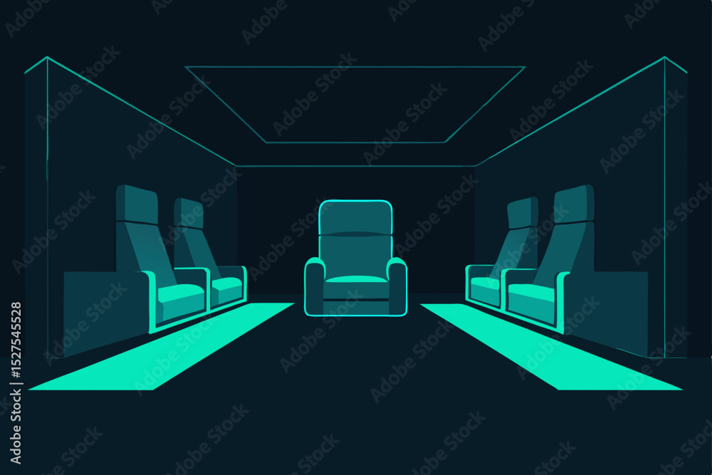 Fototapeta premium Immersive Home Theater Design Luxury Seating and Ambient Lighting