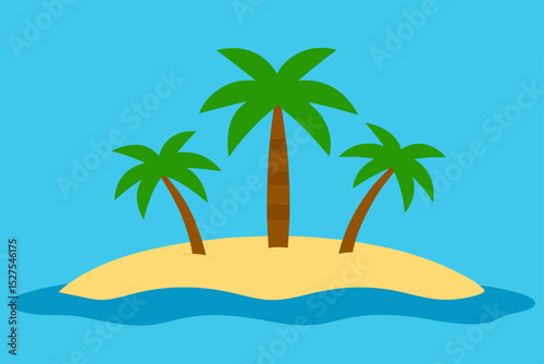 Tropical Paradise Idyllic Island with Lush Palm Trees and Azure Waters