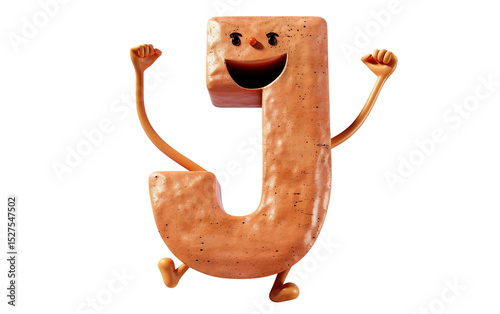 Cheerful Letter J Animation Showcasing Joy and Humor Isolated on Transparent Background