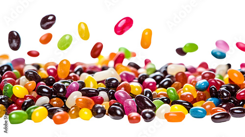 Colorful jelly beans against a black background, perfect for candy themed designs