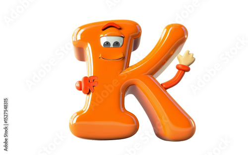Playful Letter K Animation Sharing a Joke on Occasion Isolated on Transparent Background