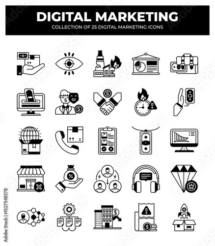 Collection of 25 Digital Marketing Icons: A Visual Guide to Modern Marketing Strategies