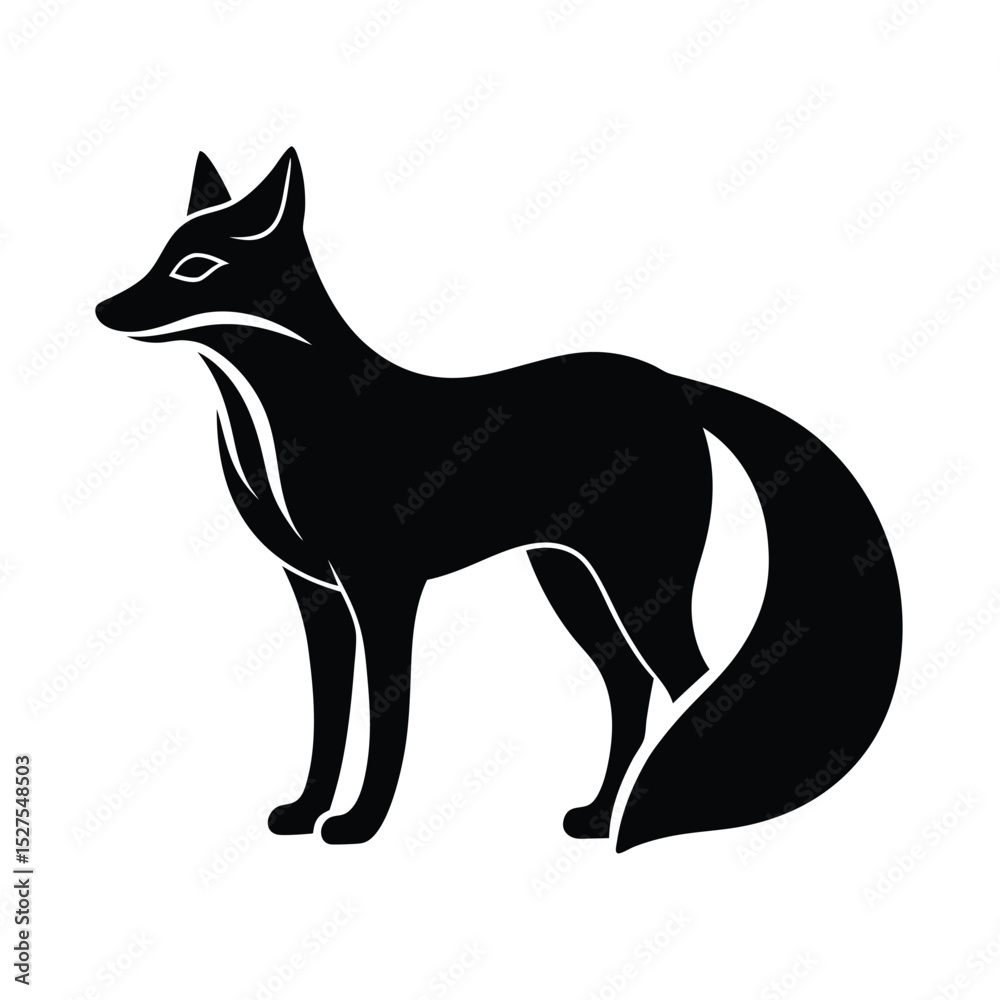 Obraz premium Fox Side Profile Black Vector Silhouette