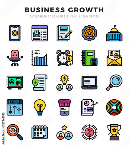 Business Growth Icon Pack 25 Vector Symbols for Web Design.