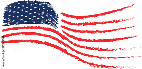 American flag paint texture. Grunge USA Flag. Vector Illustration for Celebration Holiday 4 of July American President Day. Stars and stripes