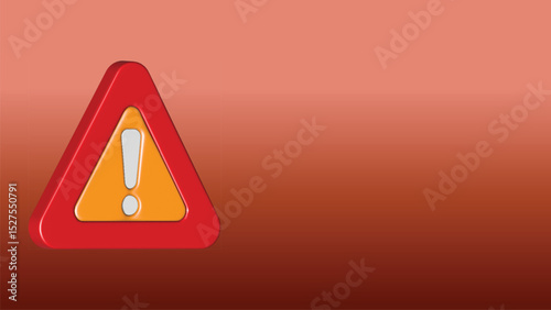3D Warning Sign with Exclamation Point