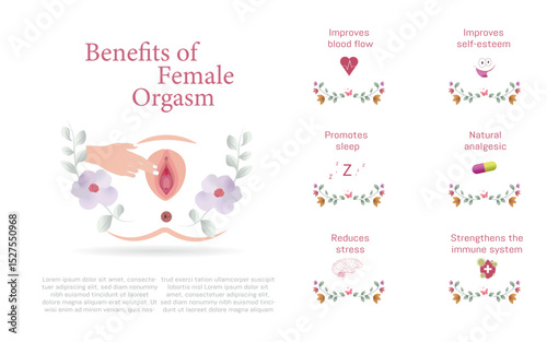 Woman masturbating and benefits of female orgasm
