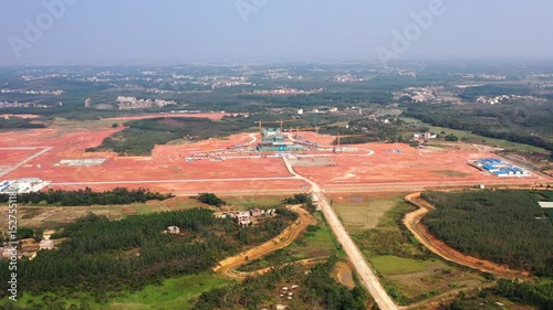 Zhanjiang international airport construction site progress in china - new terminal and infrastructure development photo