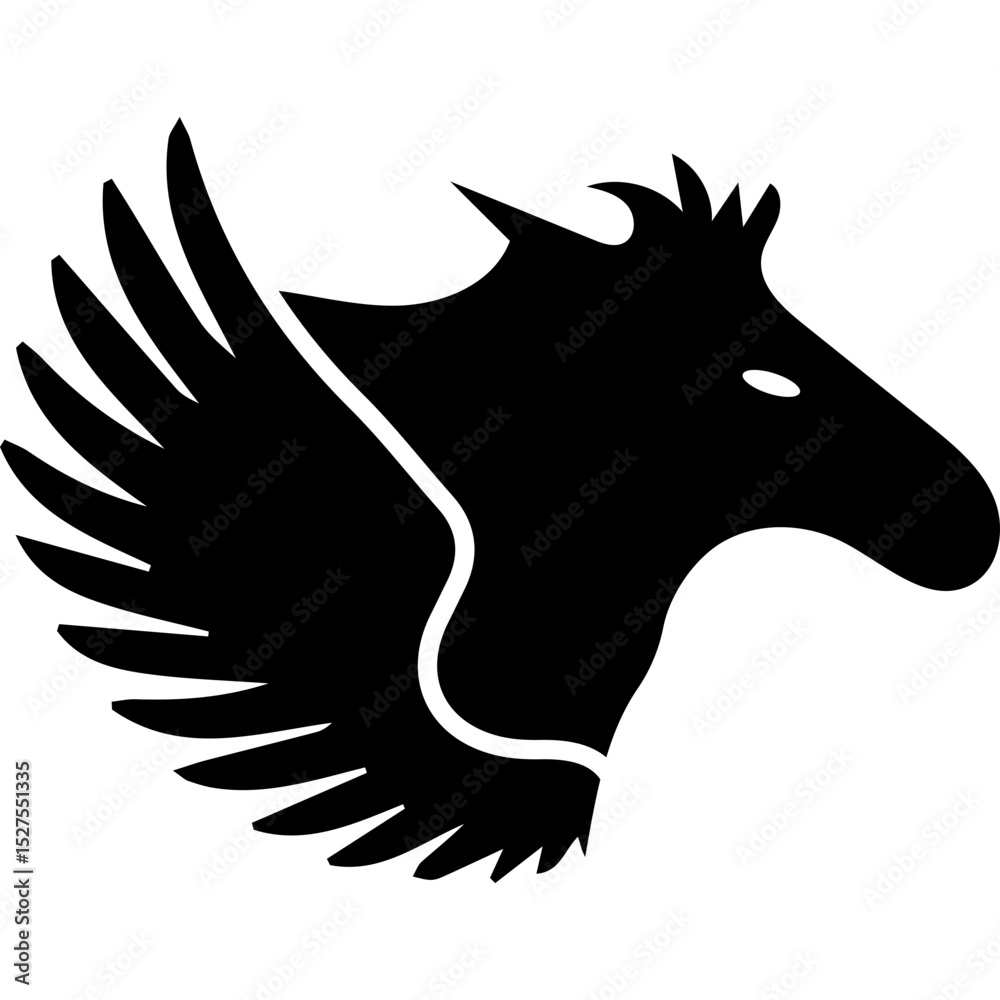 Naklejka premium Pegasus logo silhouette illustration