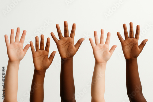 hands raised up in the air during a protest, silhouetted against a sunset sky, symbolizing unity and activism.