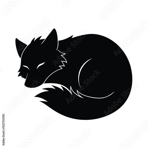 Wolf Sleeping Black Vector Silhouette