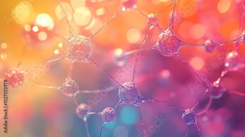 Resveratrol Concept: Colorful Abstract Network of Nodes and Connections in a Bright, Vibrant Setting