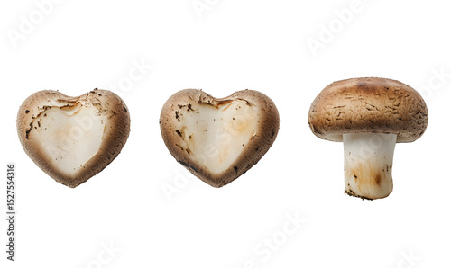 Heart Shaped Mushrooms on Black Background Representing Love for Fungi or Nature