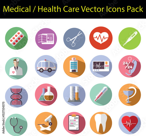 Flat medical icons for digital health apps and online clinics
