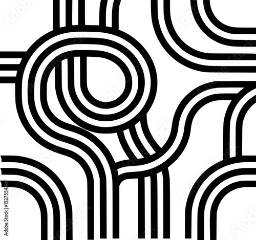 Abstract black and white geometric pattern with curved lines