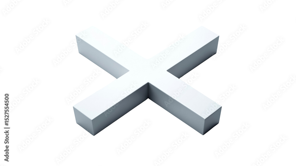 Obraz premium 3D Render of a White Cross Symbol Cancellation, No, or Close Icon