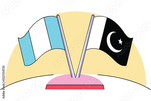Pakistani flag on a pole design for independence day celebration