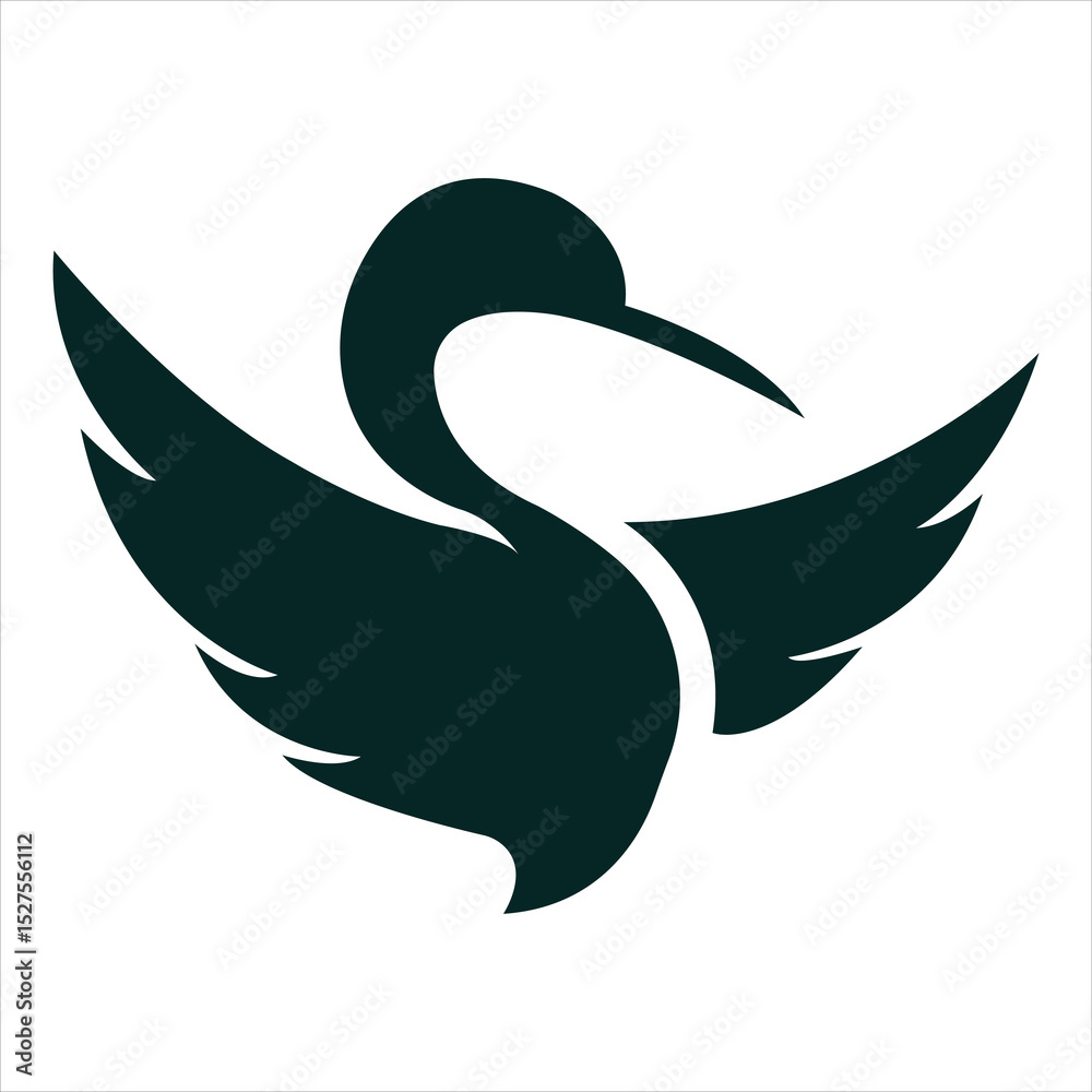 Obraz premium Heron logo design. Flamingo icon illustration vector, logo design inspiration