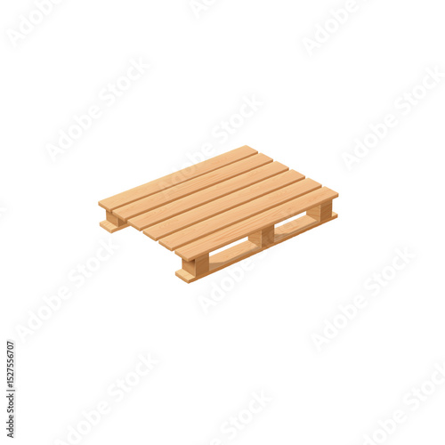 Wooden pallet perspective view, realistic vector storehouse equipment for loading and transporting freight, timber tray