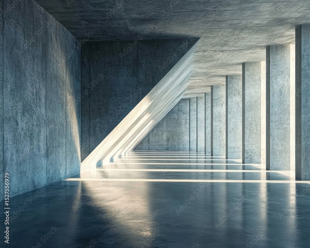 Obraz premium Modern concrete hall with angled light