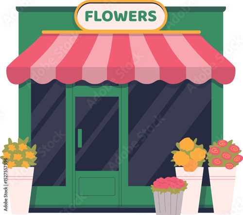 Charming Flower Shop Facade Illustration
