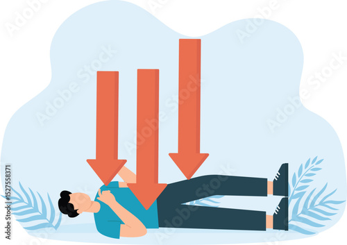 Bankrupt and economic downturn and profit and loss in business and finance, crisis loss of money business. Financial downturn arrow global recession effect.
