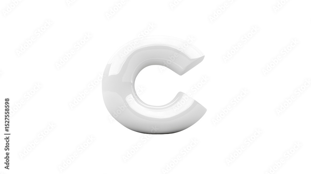 Glossy White 3D Letter C Glossy White 3D Letter C