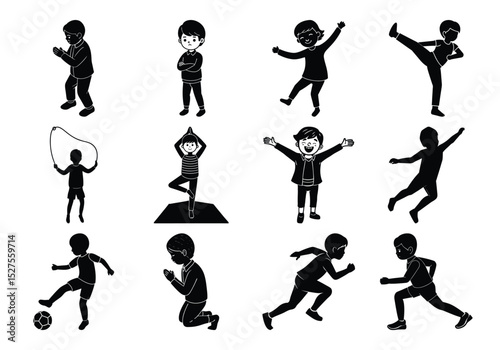 Isometric active children vector sat 