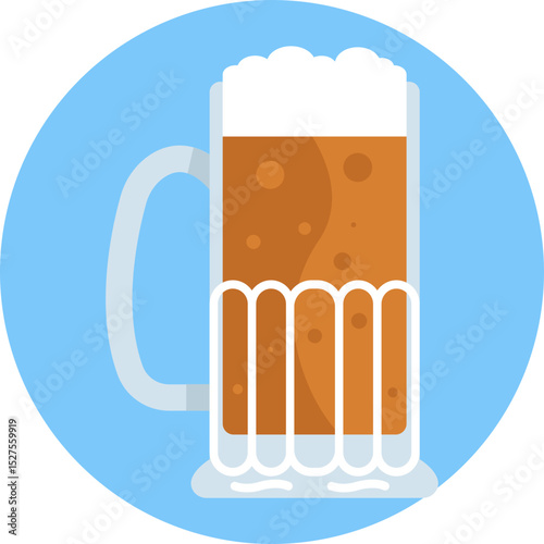 Classic beer mug filled with frothy beer, representing traditional beer serving.