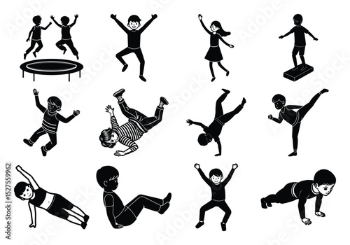 Isometric active children vector sat 