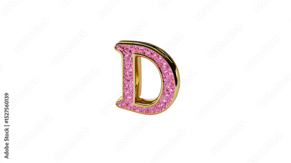 Sparkling Pink Diamond Letter D - Gold and Pink Jewel Alphabet Sparkling Pink Diamond Letter D - Gold and Pink Jewel Alphabet