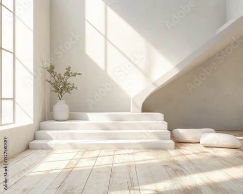 Modern minimalist interior design with natural light