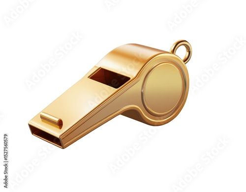 3D golden whistle awaits its moment to be blown