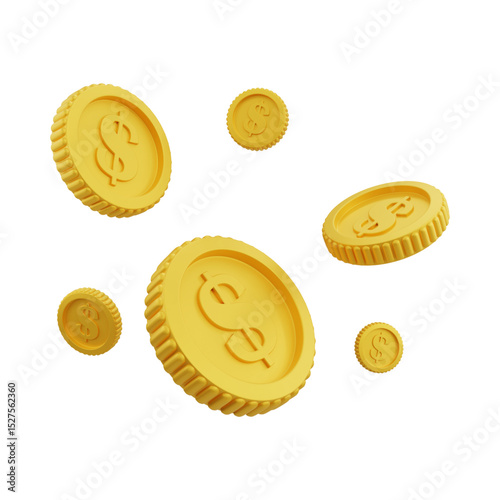 Isolated gold and silver euro coins symbolize European