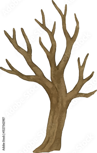 A twisted, barren tree silhouette with eerie branches, perfect for Halloween. Its haunting presence sets a spooky mood, ideal for seasonal designs, decorations, and themed artwork
