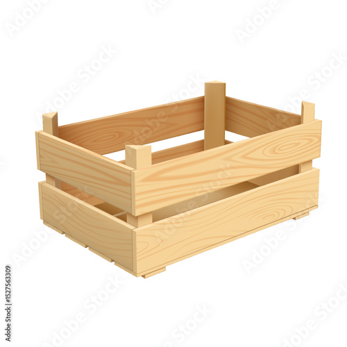 Rectangular wooden crate with two thick planks, side view.