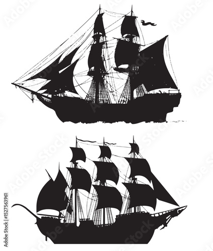 set of sailing ships