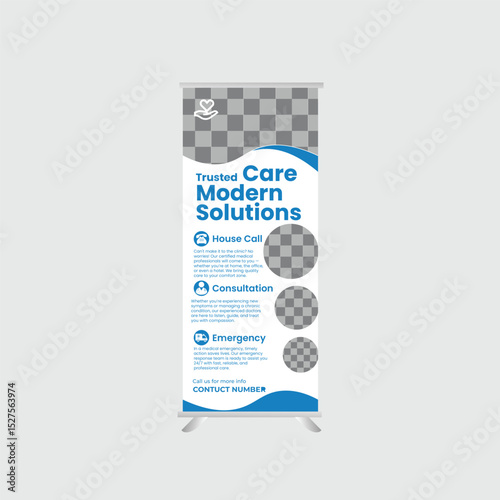 Professional medical roll-up banner design ideal for clinics, hospitals, and healthcare services.